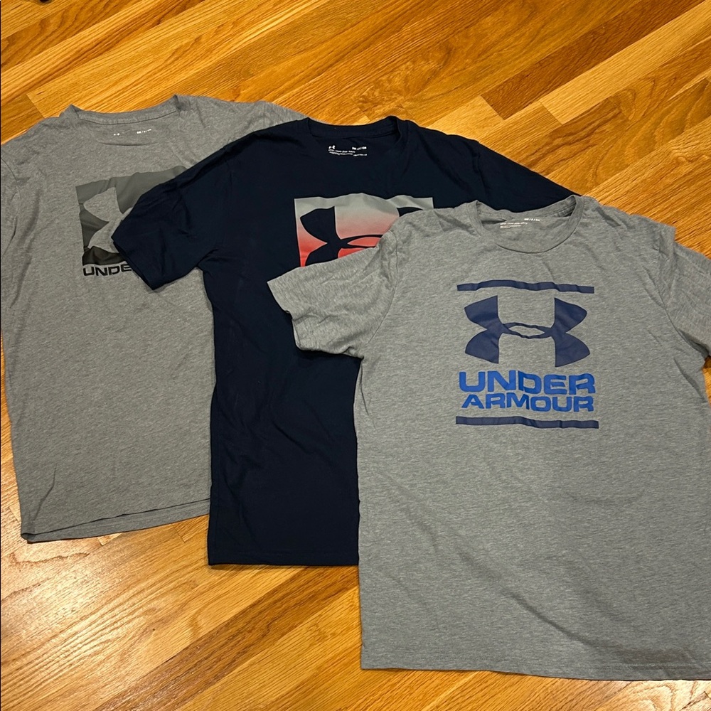 Set of 3- Under Armour Gray and Navy Graphic Tees